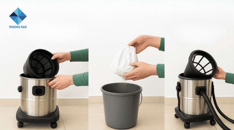 Vệ sinh máy hút bụi công nghiệp 1
