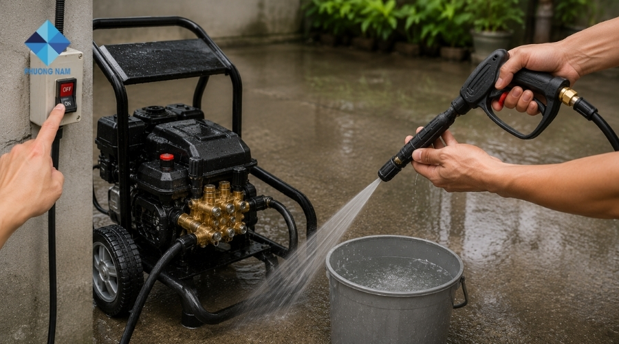 Ngắt nguồn điện và xả áp suất