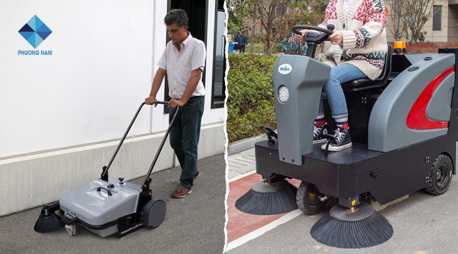 Nên chọn xe quét rác đẩy tay hay ngồi lái?