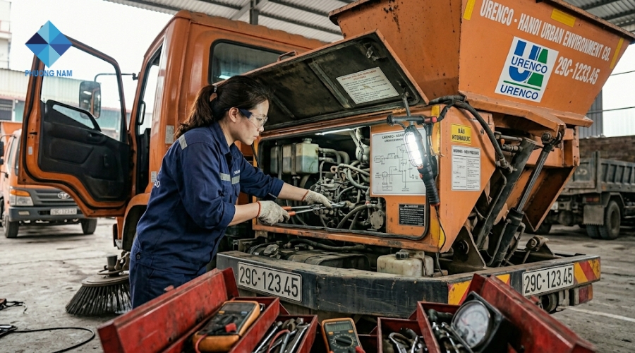 Sửa chữa xe quét rác 3