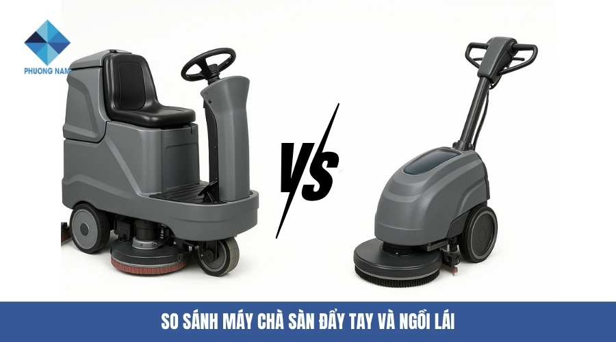 So sánh máy chà sàn đẩy tay và ngồi lái