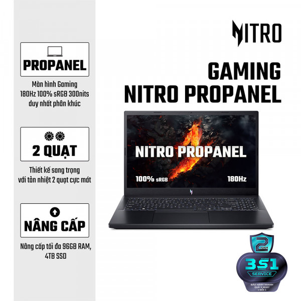 Laptop Acer Nitro ANV15-41-R732 NH.QPESV.005 (AMD Ryzen 5 6600H | RTX 4050 6GB | 15.6 inch FHD | 16GB | 512GB | Windows 11 Home SL | Đen)