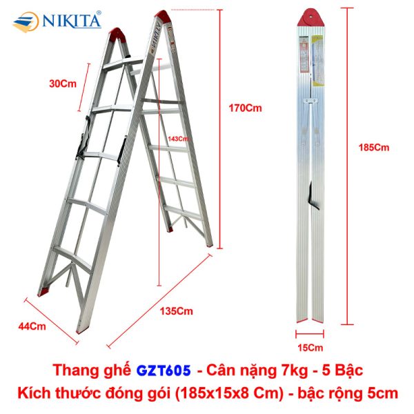 Thang ghế gấp gọn tiện dụng Nikita GZT605