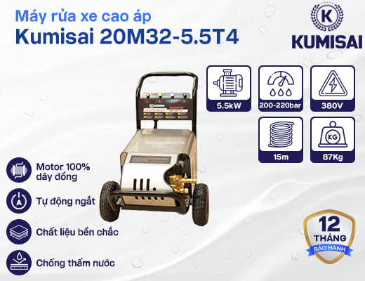 Máy rửa xe cao áp Kumisai 20M32-5.5T4 (tự động ngắt)