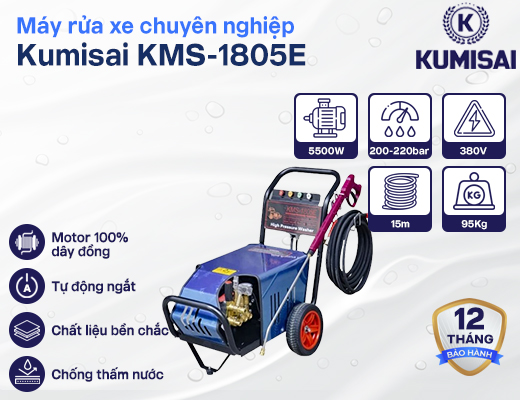 Máy rửa xe chuyên nghiệp Kumisai KMS-1805E