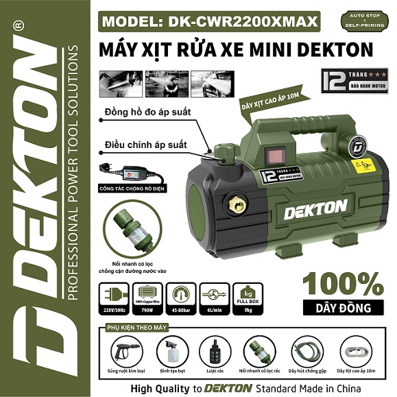 Máy rửa xe áp lực cao Dekton DK-CWR2200XMAX
