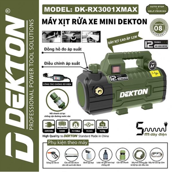 Máy rửa xe áp lực cao Dekton DK-RX3001XMAX
