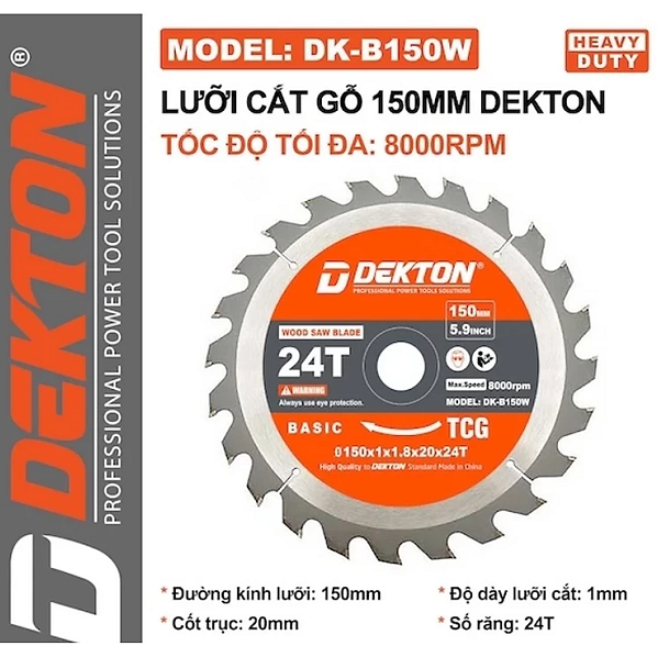 Lưỡi cắt gỗ 150mm Dekton DK-B150W