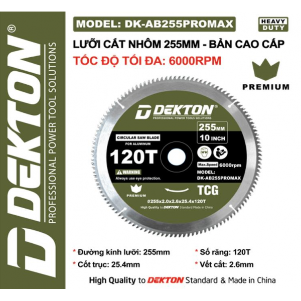 Lưỡi cắt nhôm và gỗ 255mm Dekton DK-AB255PROMAX