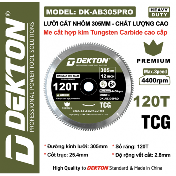 Lưỡi cắt nhôm và gỗ 305mm Dekton DK-AB305PRO