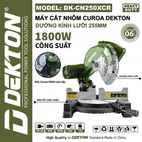 Máy cắt nhôm và gỗ 1800W Dekton DK-CN250XCR