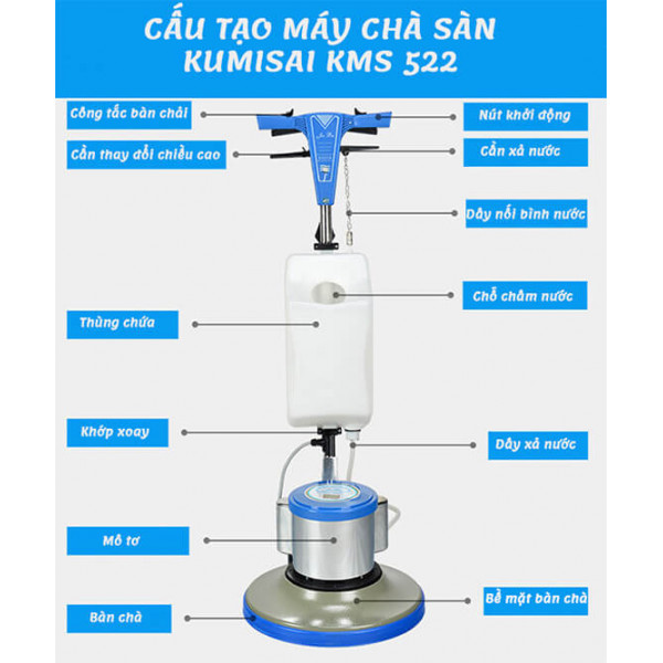 cấu tạo máy chà sàn công nghiệp Kumisai KMS522