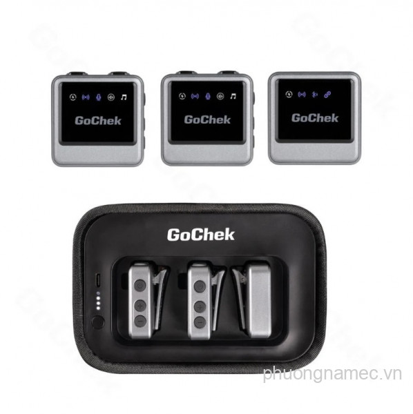Mic thu âm không dây GoChek Ultra Plus D cho máy ảnh và điện thoại - Bộ 2 mic có hộp sạc
