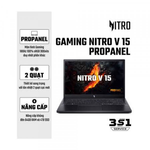 Laptop Acer Nitro V 15 ProPanel ANV15-51-73UU NH.QN9SV.00C (Intel Core i7-13620H | RTX 3050 6GB | 15.6 inch FHD IPS 180Hz | 16GB | 512GB | Win 11 | Đen)