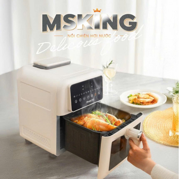 Nồi chiên không dầu phun sương Masuto MSKing 6L - 2 tầng đốt không cần trở lật