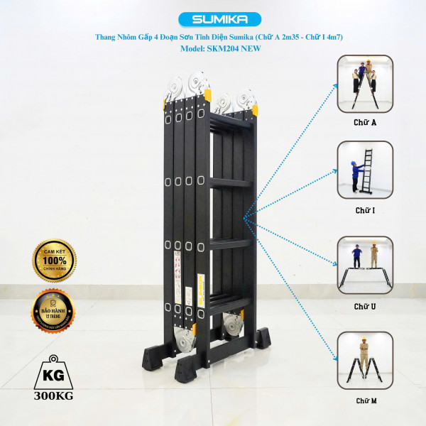 Thang nhôm gấp 4 đoạn Sumika SKM204 NEW