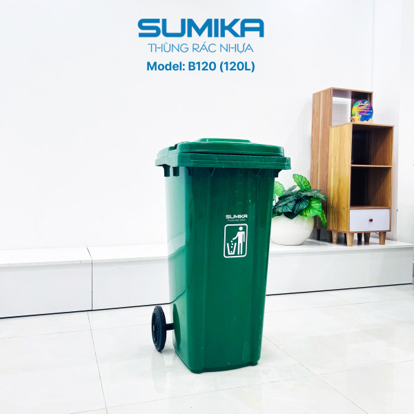 Thùng rác nhựa công nghiệp SUMIKA B120, dung tích 120L