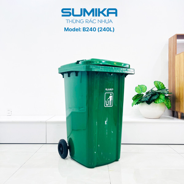 Thùng rác nhựa công nghiệp SUMIKA B240, dung tích 240L
