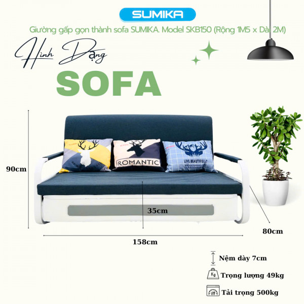 Giường xếp Sofa gấp gọn SUMIKA SKB150