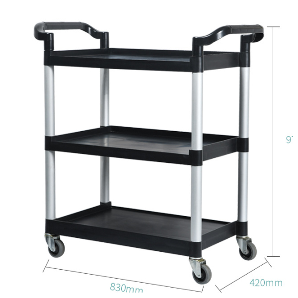 Xe đẩy đa năng 3 tầng màu đen ống tròn 86 HT08176D