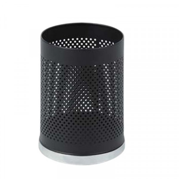 Thùng rác thép sơn đen đế inox trắng Ø22 HTKL-46B