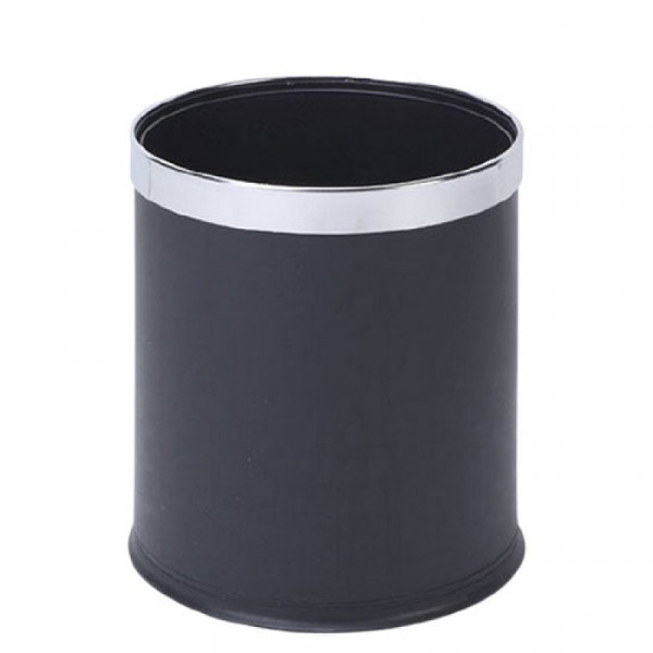 Thùng rác thép sơn đen viền inox trắng Ø22 HTS-I-01