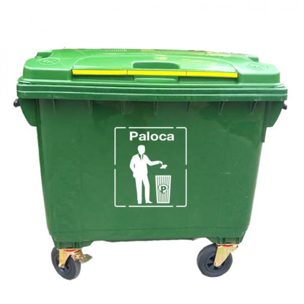 Thùng rác nhựa HDPE 660L màu xanh Paloca HTN660-G1