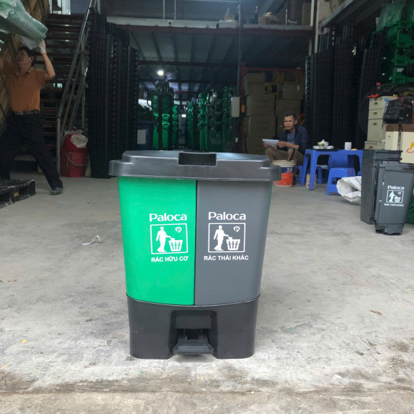 Thùng rác nhựa 60L 2 ngăn Paloca HTN60-2N