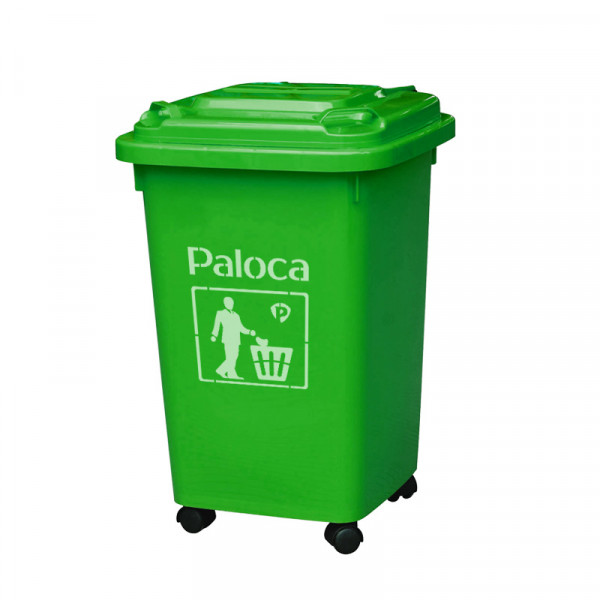 Thùng rác nhựa HDPE 60L màu xanh lá Paloca HTN60-G1