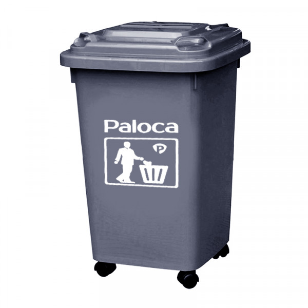 Thùng rác nhựa HDPE 60L màu ghi đen Paloca HTN60-G2