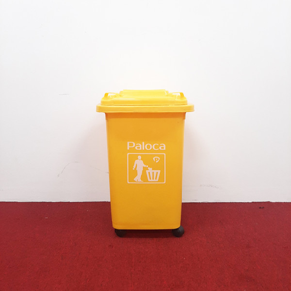 Thùng rác nhựa HDPE 60L màu vàng Paloca HTN60-Y