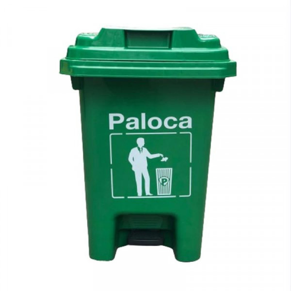 Thùng rác nhựa 60L đạp chân màu xanh lá Paloca HTN60DC-G1