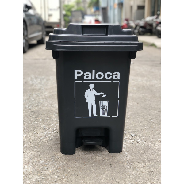 Thùng rác nhựa 60L đạp chân màu ghi Paloca HTN60DC-G2