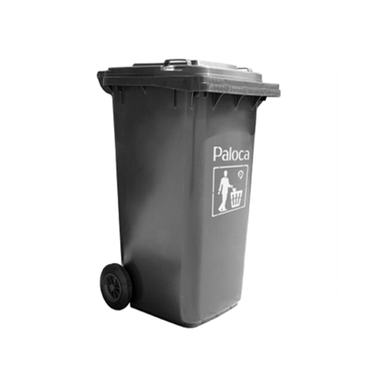 Thùng rác nhựa HDPE 120L màu ghi đen Paloca HTN120-G2