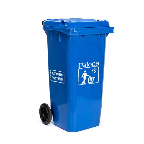 Thùng rác nhựa HDPE 120L màu xanh da trời Paloca HTN120-B1