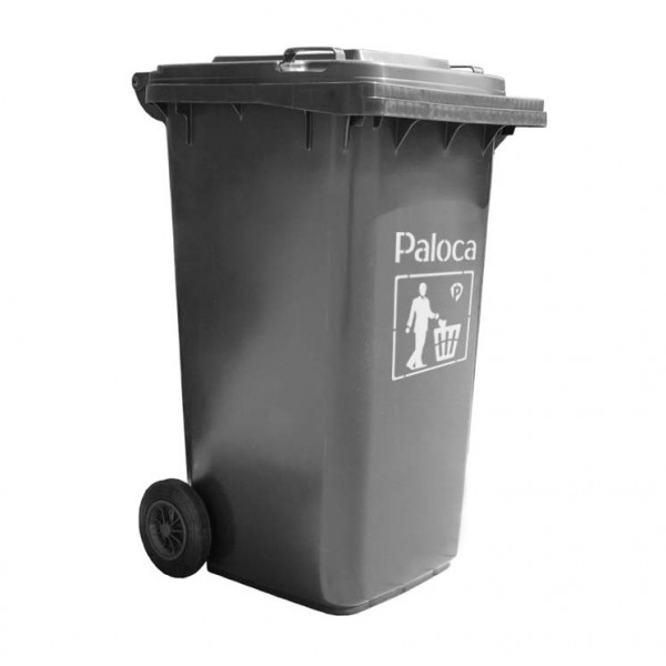 Thùng rác nhựa HDPE 240L màu ghi đen Paloca HTN240-G2
