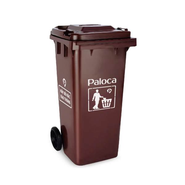 Thùng rác nhựa HDPE 240L màu nâu Paloca HTN240-B2