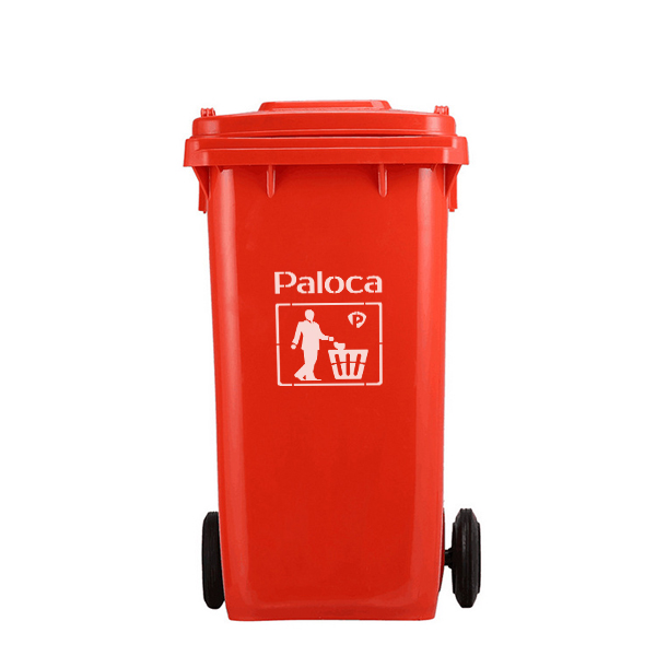 Thùng rác nhựa HDPE 240L màu đỏ Paloca HTN240-R