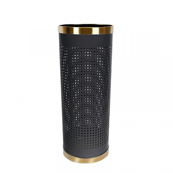 Sọt để ô dù thép sơn đen viền inox vàng Poliva GOTL24-G