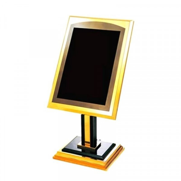 Bảng menu inox mạ vàng khung kính HTG-MN-01