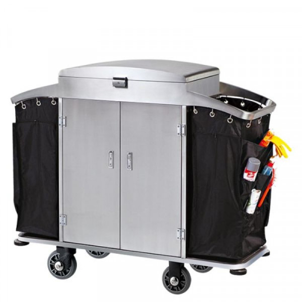 Xe dọn buồng phòng inox có cửa HTIX01-N