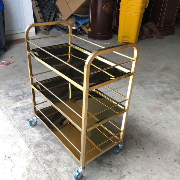 Xe phục vụ bàn ăn inox mạ vàng HTWY-40-G