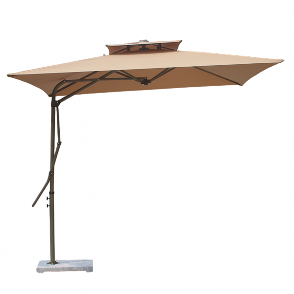 Ô dù ngoài trời 2.5m lệch tâm vuông khung thép màu kaki HTO25V-LT-G-3