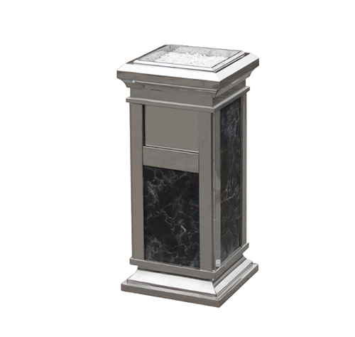 Thùng rác đá hoa cương đen inox trắng HTI-17B-B2