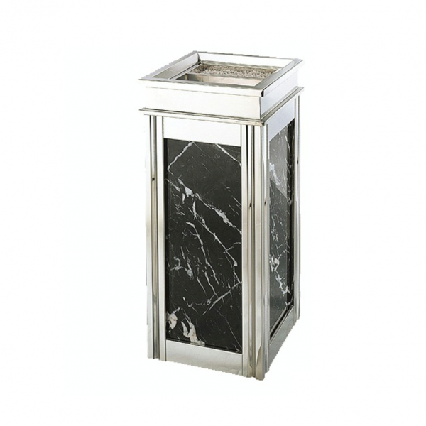 Thùng rác đá hoa cương đen inox trắng HTI-14A-B2
