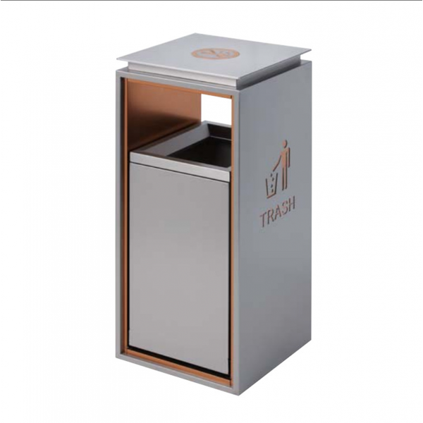 Thùng rác sảnh không gạt tàn inox 304 HTIV02-304