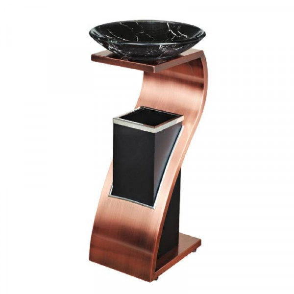 Thùng rác chữ Z inox màu đồng có khay thủy tinh ETKZI00