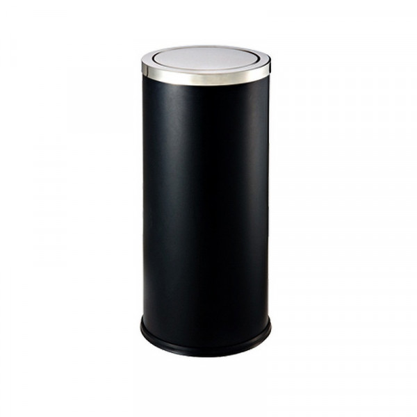 Thùng rác tròn thép sơn đen nắp lật Ø25 HTS25-B4