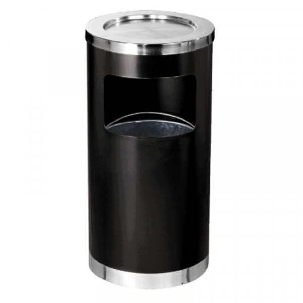 Thùng rác phun sơn đen tròn có gạt tàn Ø38 HTS-94
