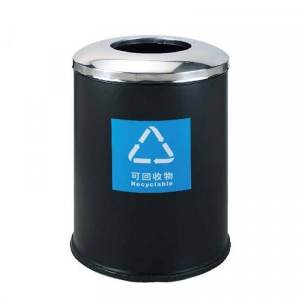 Thùng rác trung tâm thương mại sơn đen tròn Ø60 HTS60-K